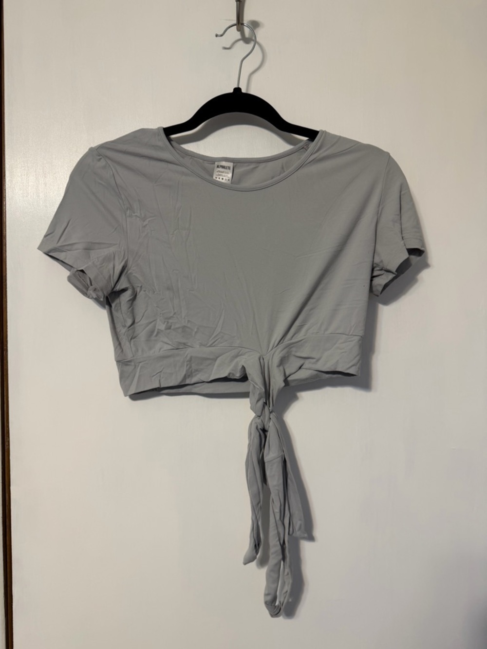 Alphalete Light Gray Tie-Front Crop Top